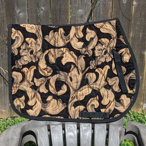 FashionHorse Chenille Brocade Saddle Pad in Black and Gold